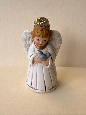 Vintage 1995 Ceramic Hand Painted Walnut Ridge Collectibles Angel Ornament.